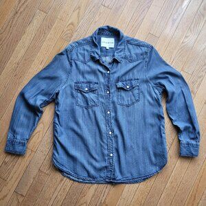 Lola River Blouse Chambray Long Sleeve Button Up L